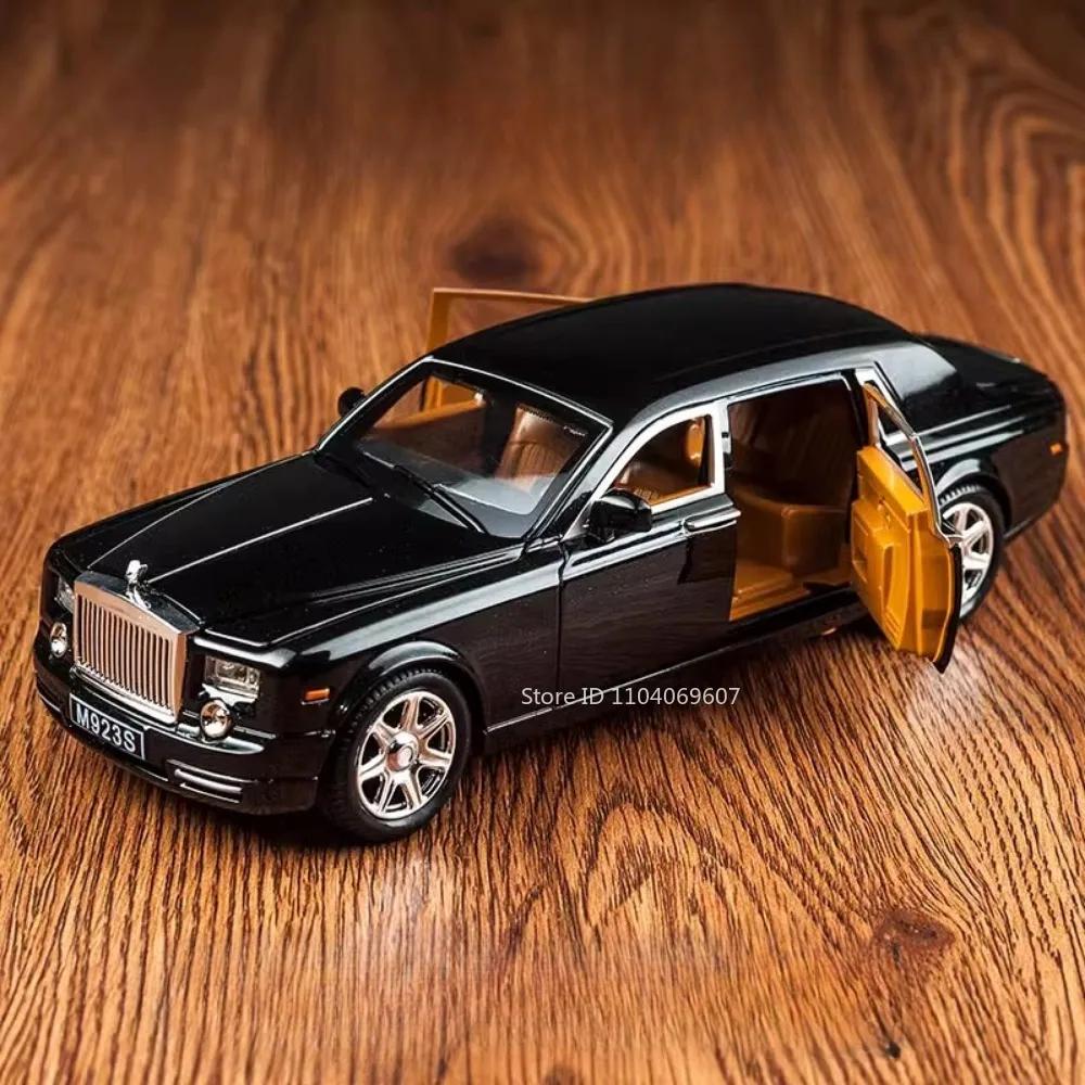 1:24 Модель игрушечной машины Rolls Royce Phantom, литой под давлением сплав, имитация звука и света, инерционный механизм, коллекционные игрушки, транспортное средство для детей, подарки