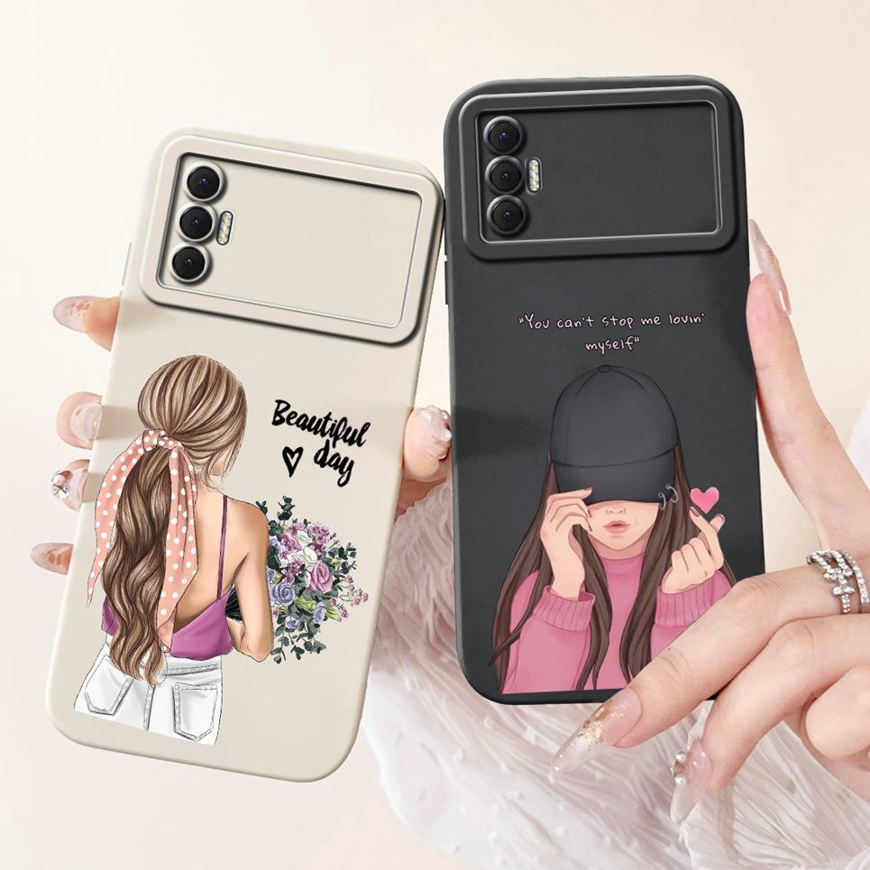 Phone Shell For Tecno Spark 8P Woman Fashion Flower Butterfly Coques For Tecno Spark 9T India Back Covers Soft Liquid Silicone