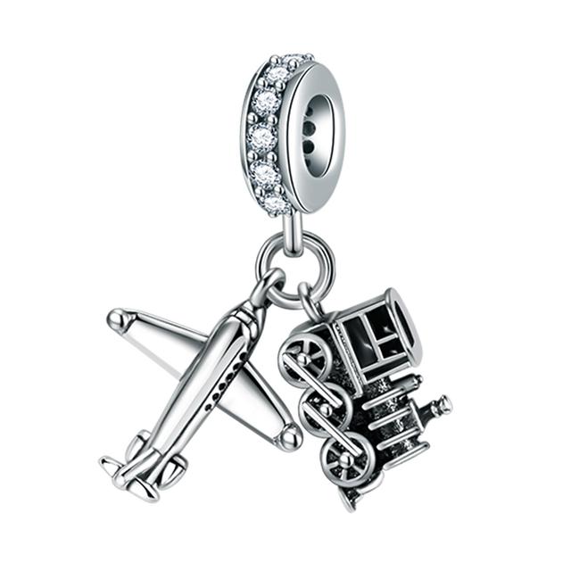 Серебро 925 пробы, подвески для транспортных средств, бусины из циркония, мотоцикл, грузовик, автомобиль, самолет, висячие браслеты, ожерелье, ювелирные изделия своими руками