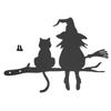 Witch Cat Garden Stake Metal Silhouette Cute Witch Cat Stake On The Branch for Stump Yard Lawn