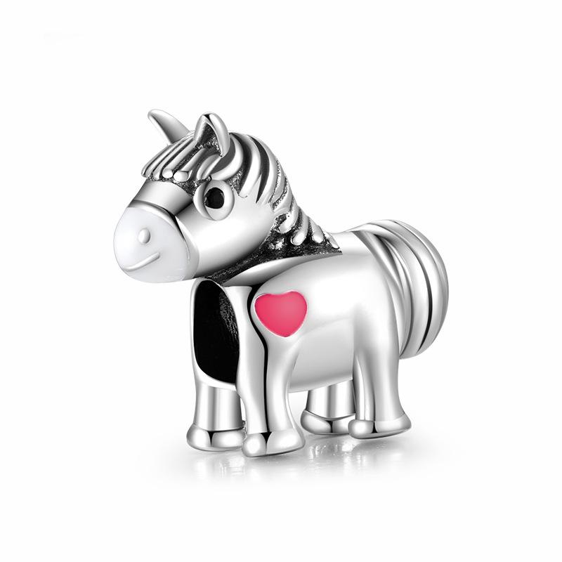 Бусины из стерлингового серебра S925, оригинальные индивидуальные милые животные, браслет, аксессуары для самостоятельного изготовления, бусины из серебряной эмали, свободные бусины