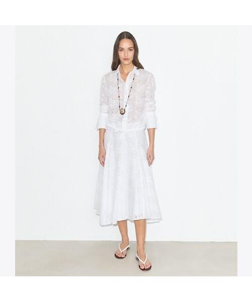 Tolibeochi Eyelet Cotton Skirt - White