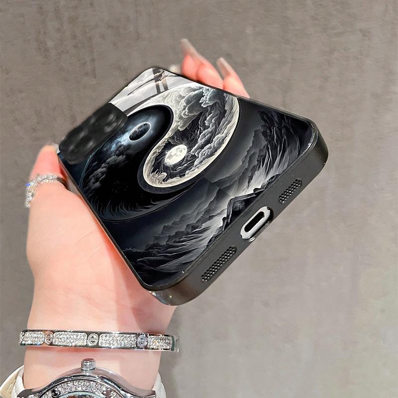 Закаленное стекло для телефона с рисунком Багуа Инь-Ян для iPhone 17 Pro Max 16 15 14 13 12 11 17Air 16E 7 Plus XR XS Чехол