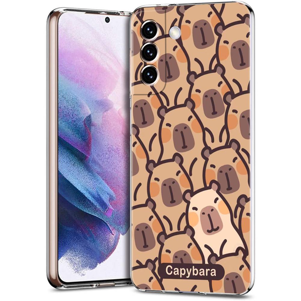 Funny Cartoon Capybara Phone Case For Samsung Galaxy S25 S23 S24 S22 Ultra Plus Transparent Cover For Galaxy S24+ S23+ S25+ S22+