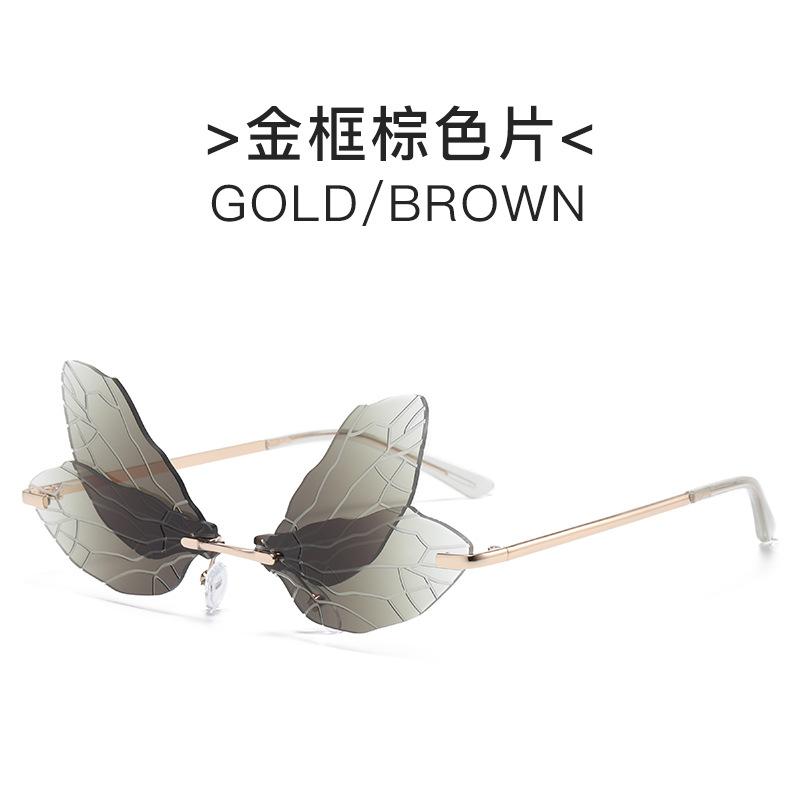 Personalized dragonfly wings sunglasses female prom catwalk exaggerated gradual change color sunglasses cross-border ins Internet celebrity glasses
