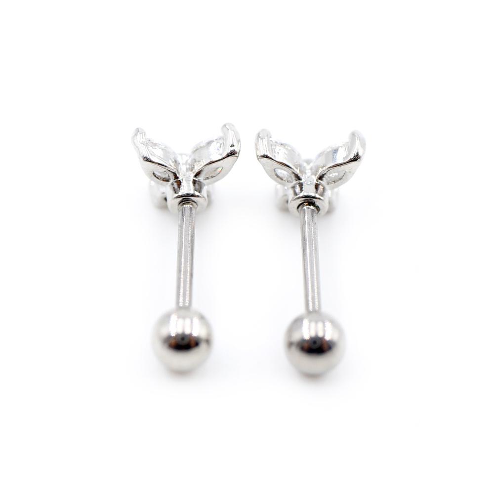 Alisouy 2PCS Бабочка смолы циркон шарик нержавеющая сталь для женщин и мужчин серьги гвоздики хрящ козелок ушной раковины пирсинг ювелирные изделия