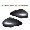 Pair Left & Right Car Wing Door Carbon Fiber Rear View Rearview Mirror Covers Cap Trim Case For Ford Fiesta Mk7