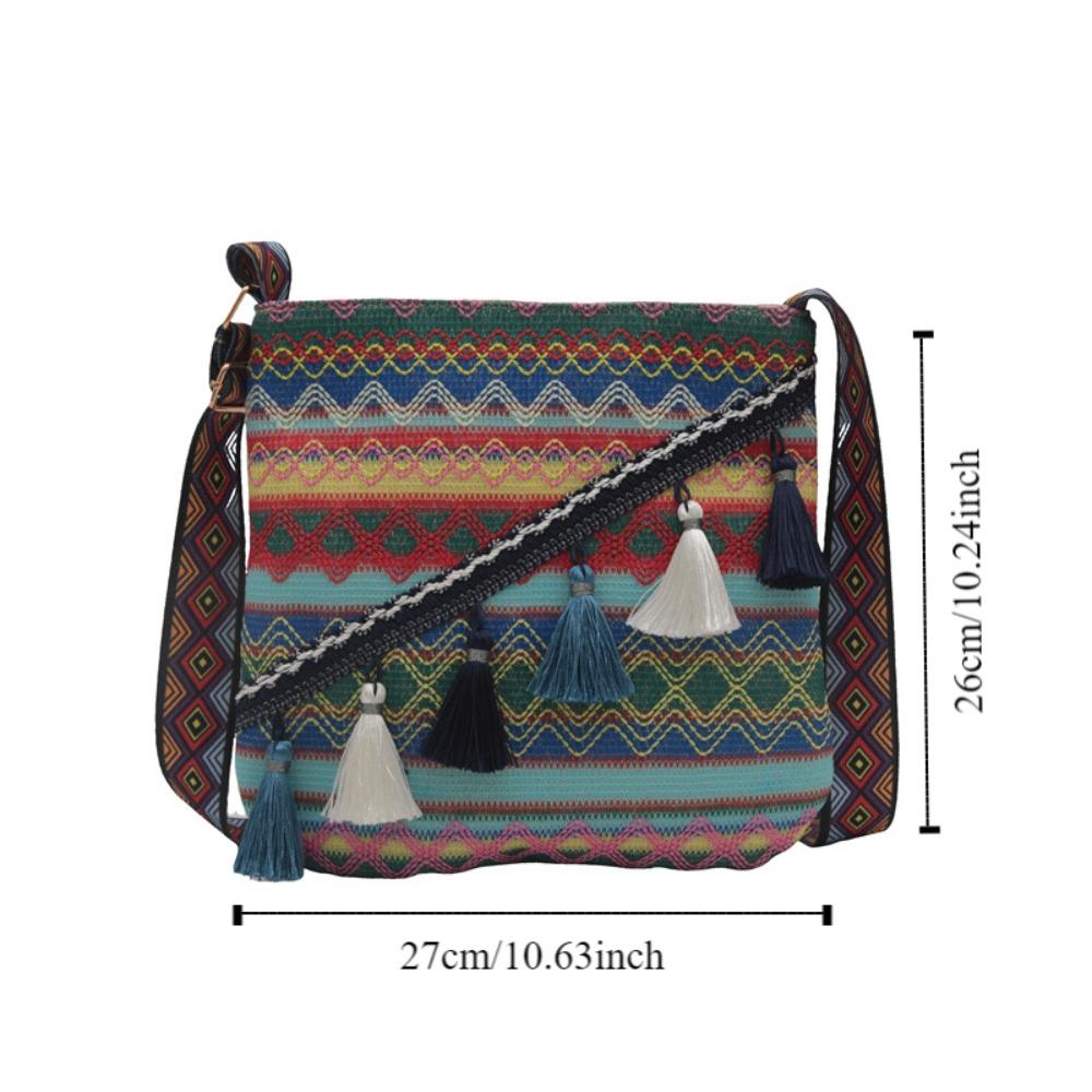 Woven Fringe Shoulder Bag Large Capacity Bohemian Phone Bag Ethnic Style Crossbody Bags  Women
