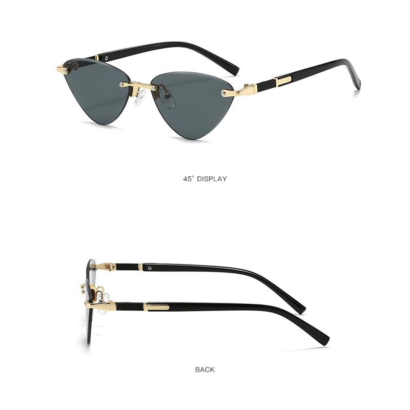 Модные солнцезащитные очки «кошачий глаз» для женщин, роскошные брендовые дизайнерские ретро-очки без оправы из металла, солнцезащитные очки для женщин, очки для вождения Uv400