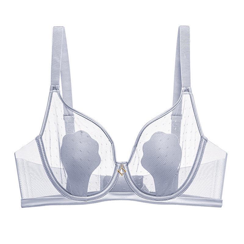 Women's Sexy Mesh Breathable Underwear: Super Thin, Rabbit Ear Design, Anti-Protrusion, Soft Underwire Bra for a Smaller Chest Look.