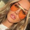 Retro Oversized Metal Sunglasses Ladies Peach Red Pilot Sunglasses Trend Designer Glasses UV400 2023 New