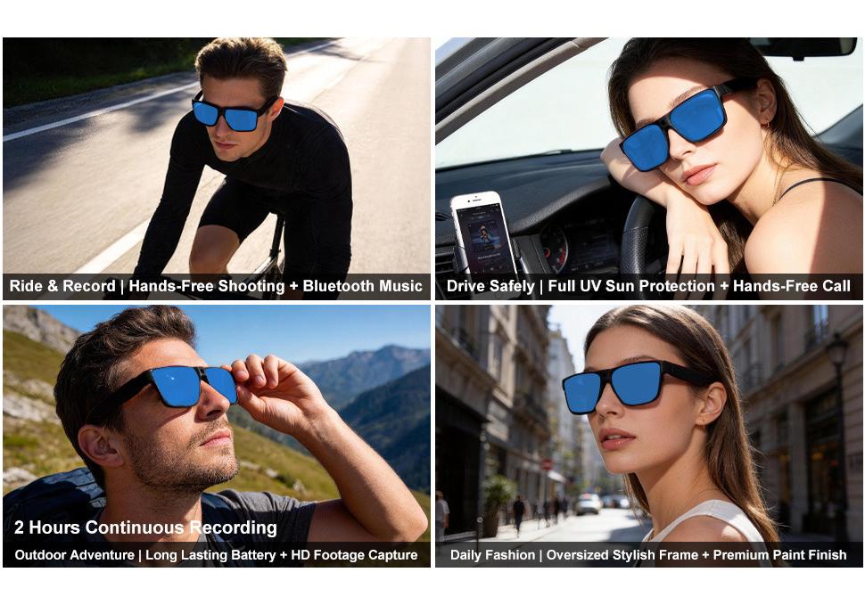 Умные HD-очки с камерой, Bluetooth и ИИ для фотосъемки и голосовых звонков