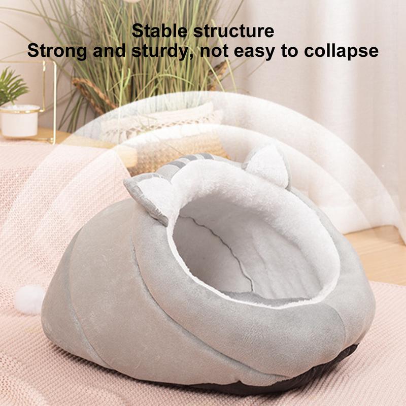 Cozy Cat Slipper Bed Cute Covered Cat Bed Washable Adorable Warm Soothing Pet Beds With Non-Slip Bottom For Dogs & Cats