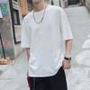Summer Men T-shirt Round Neck Solid Color Casual Style Half Sleeve Loose Pullover Daily Wear Youthful Teenager