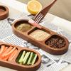 Solid Wood Rectangle Tray 2/3 Grid Condiment Plate Breakfast Food Sushi Bread Dessert Sauce Plate Kitchen Dinner Seasoning Dish