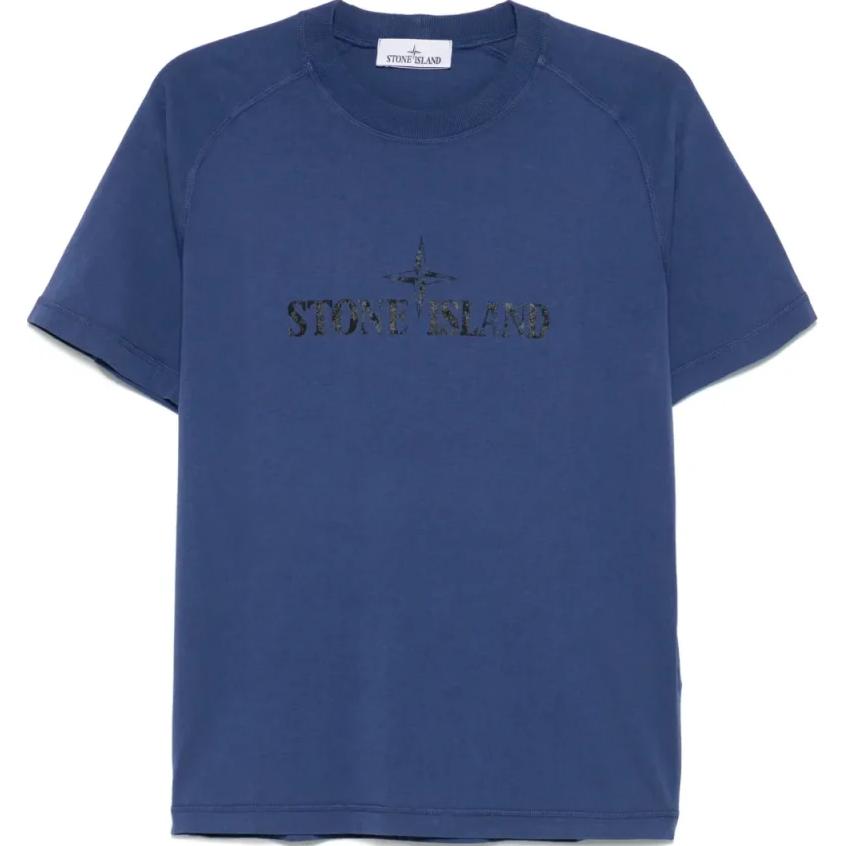 STONE ISLAND Ss25 Футболка мужская с круглым вырезом и коротким рукавом, синяя K1S152100020S0081-V0028