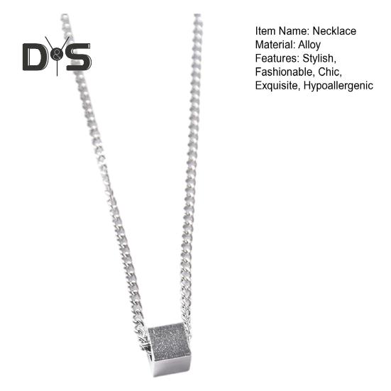 Геометрическое ожерелье с подвеской для мужчин Серебряный кубический кулон цепочка ожерелье гипоаллергенные украшения для повседневной носки