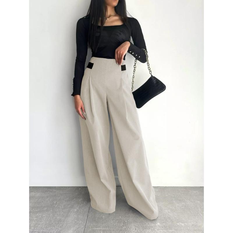 Suit Wide Leg Pants Advanced Sense of Solid Color Temperament Commuter Slim Pants Woman