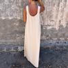 Women Dress 3D Rose Decor Shoulder Strap Sleeveless Pleated Slip Dress Loose Solid Color Backless Maxi Dress for Beach Party Datings