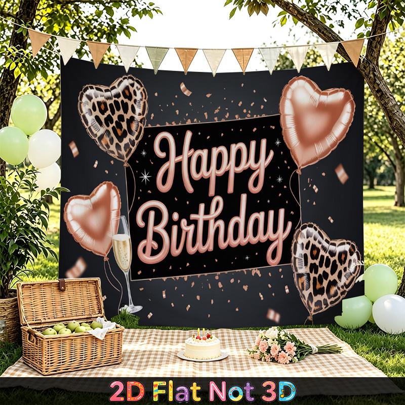 Party Backdrop Happy Birthday Birthday Rose Heart Photo Booth Background Front Door Decor
