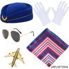 Пилот Стюардесса Летная Форма Набор Солнцезащитные Очки Аксессуары для Костюма Косплей Вечеринка