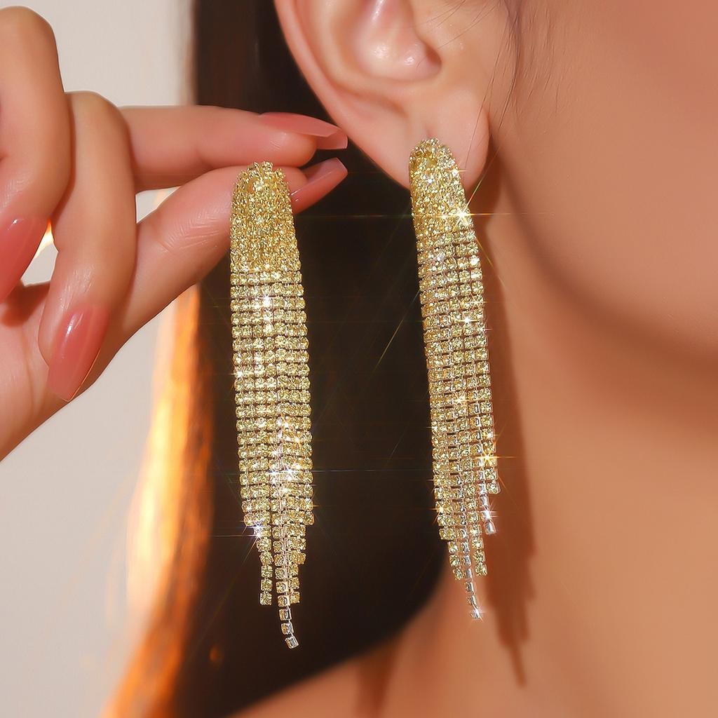 Премиальное чувство роскоши супер-вспышки длинные серьги с кисточками из кристаллов модный темперамент универсальные серьги вечерние серьги женские серьги 1 пара