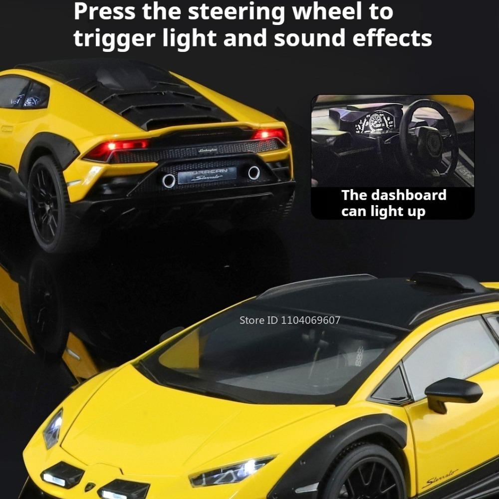1:Модель суперкара Huracan Sterrato Lp770 Масштаб 1:18 Игрушки Сплав Литье под давлением Звук Свет Двери Открываются Рождественские Подарки Спортивные Машины Для Детей