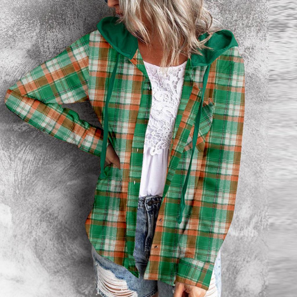 Модная женская повседневная рубашка с капюшоном и длинными рукавами с принтом и капюшоном