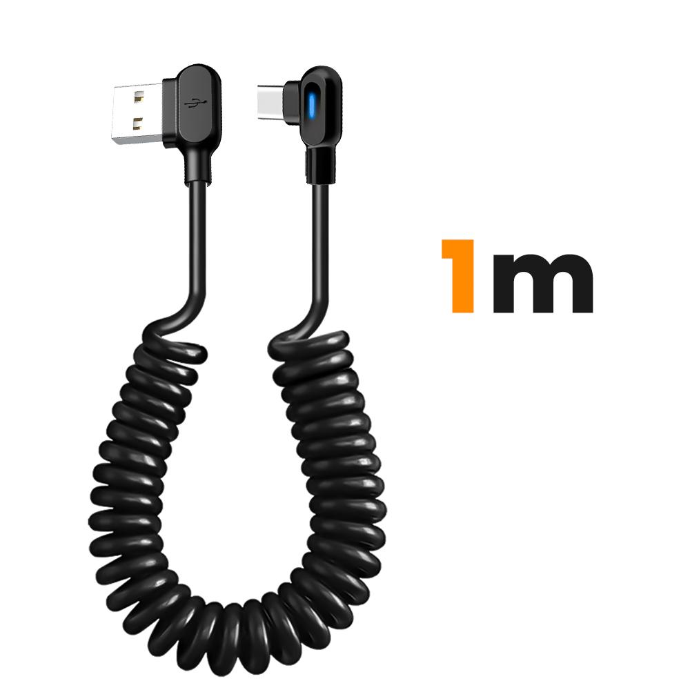 6A Short Spring Data Cable Elbow USB C To Type C Fast Charging Cable For Samsung Huawei Xiaomi Phone Charger Wire Cord