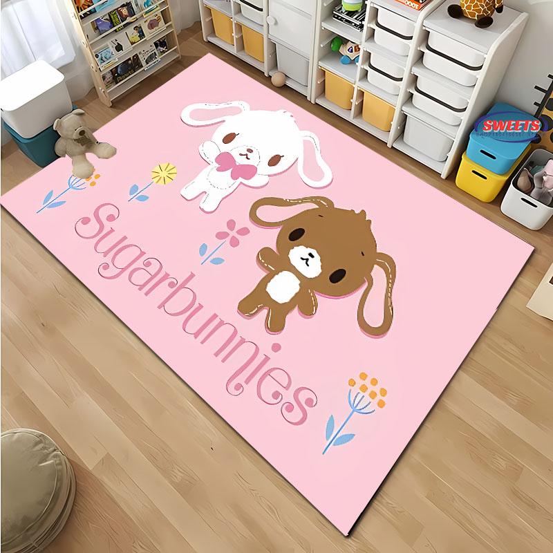 3D HD Милые Кролики Мультяшный Ковер, Коврик для Гостиной Тапете для Спальни Диван Кухня Придверный Коврик Декор, Детский Нескользящий Напольный Коврик