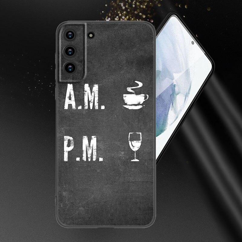 Чехол для телефона Coffee Wine Cup для Samsung Galaxy S20 S21 FE S22 Ultra S10 Lite S10E S9 S8 Plus S7 Edge из мягкого ТПУ черного цвета