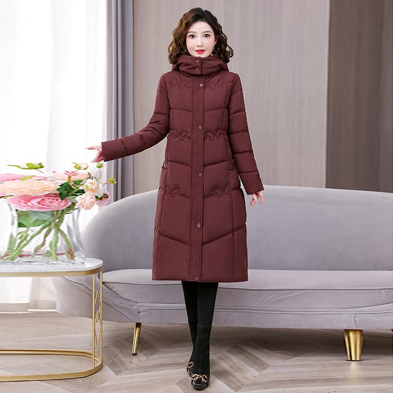 Одежда из хлопка среднего возраста, женская, средней и длинной длины, облегающая, утолщенная, модная корейская версия теплого и тонкого зимнего пальто