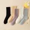 5 пар женских осенне-зимних хлопковых винтажных однотонных носков средней высоты