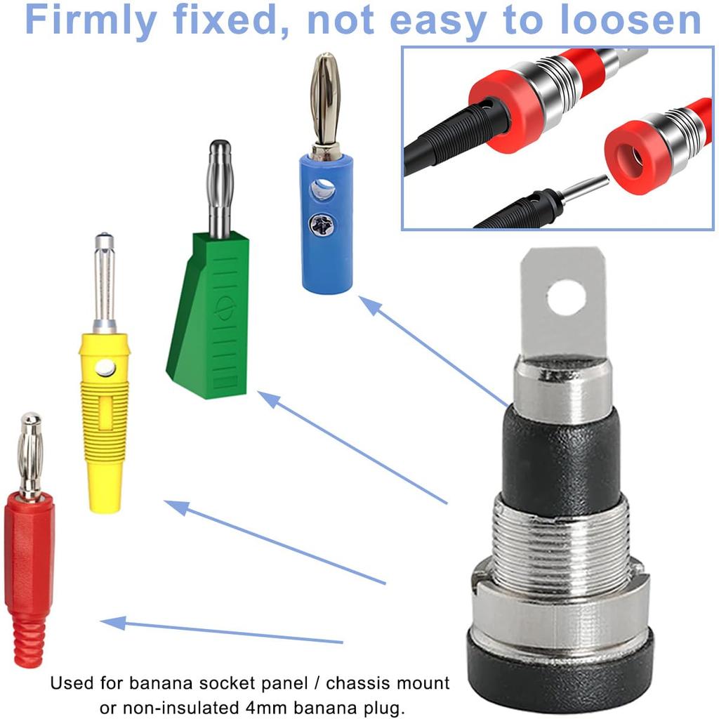 Xiatiaosann 12pcs Banana Jack Female Banana Plug 4mm Banana Plug Connectors for DIY Test Projects Panel Mount Binding Posts Sockets, Connectors,