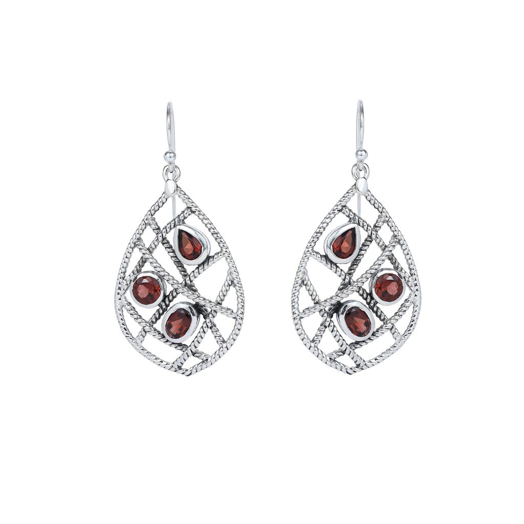 Handmade garnet earrings, 925 sterling silver earrings, designer jewelry, gift for wife