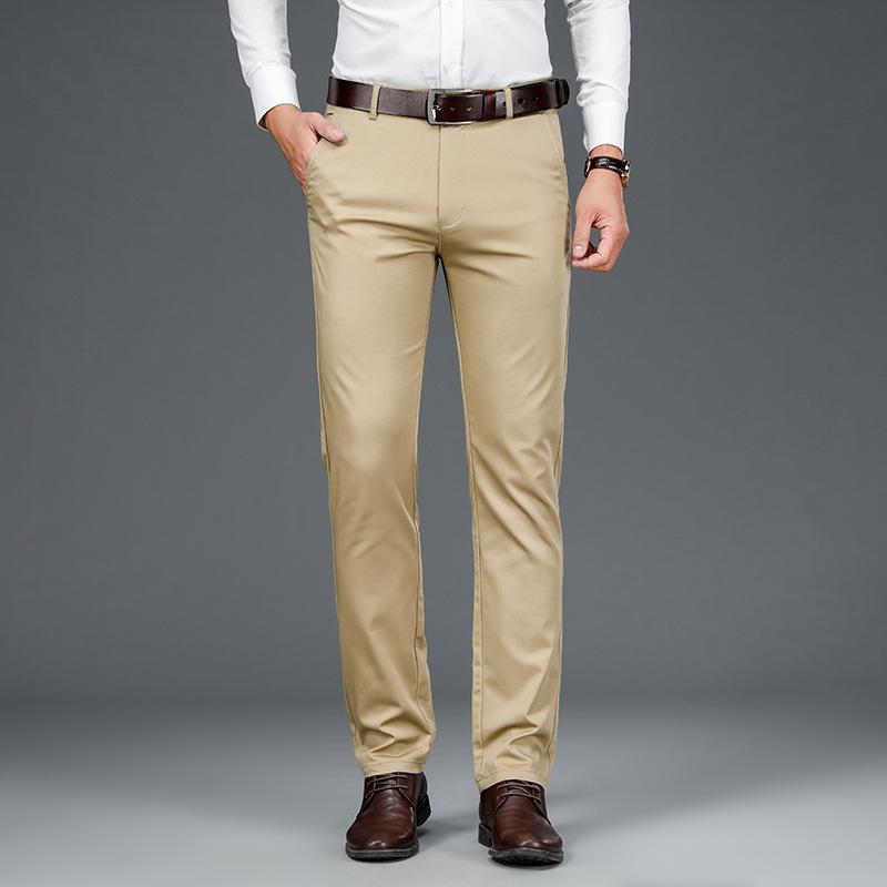 Весенние и летние тонкие мужские брюки business casual средней посадки модные свободные прямые брюки для среднего возраста