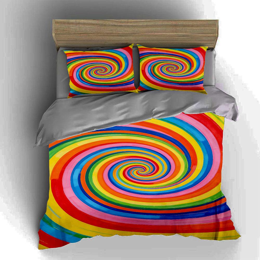Colorful spiral vortex Bedding Duvet cover sets Duvet covers Pillowcases gifts (1 * Duvet Cover 2 * Pillowcases, without duvet insert)
