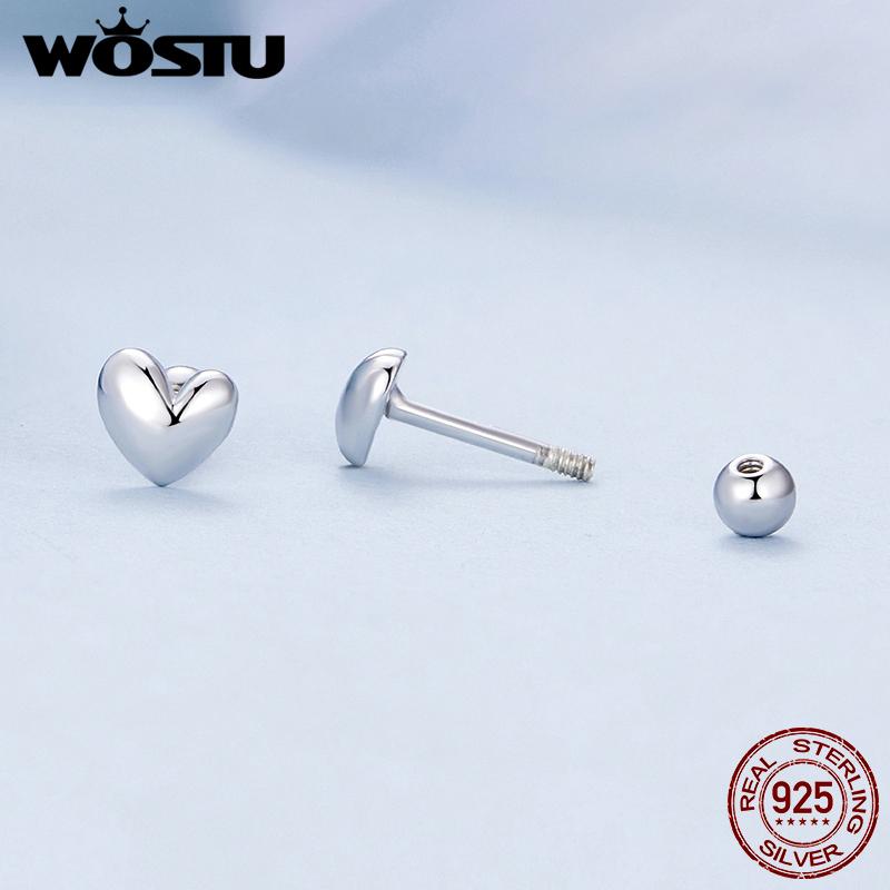 WOSTU Серьги-кольца в форме простого сердца из стерлингового серебра 925 пробы для женщин, Серьги-клипсы в форме сердца, Свадебные, Заявление, Минималистичные ювелирные изделия, Подарок