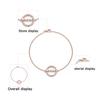 925 Sterling Silver Rose Gold Plated Zircon Chain & Link Bracelet Delicate Bezel Setting Women's Wedding Party Gift 2.3g