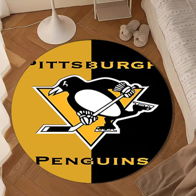 Pittsburgh Penguins Hockey Team Round Rug for Livingroom,Bedroom, Palyroom, Chair Rug, Area rug, Circle Carpet, Large Size Decor Fan Christmas gift
