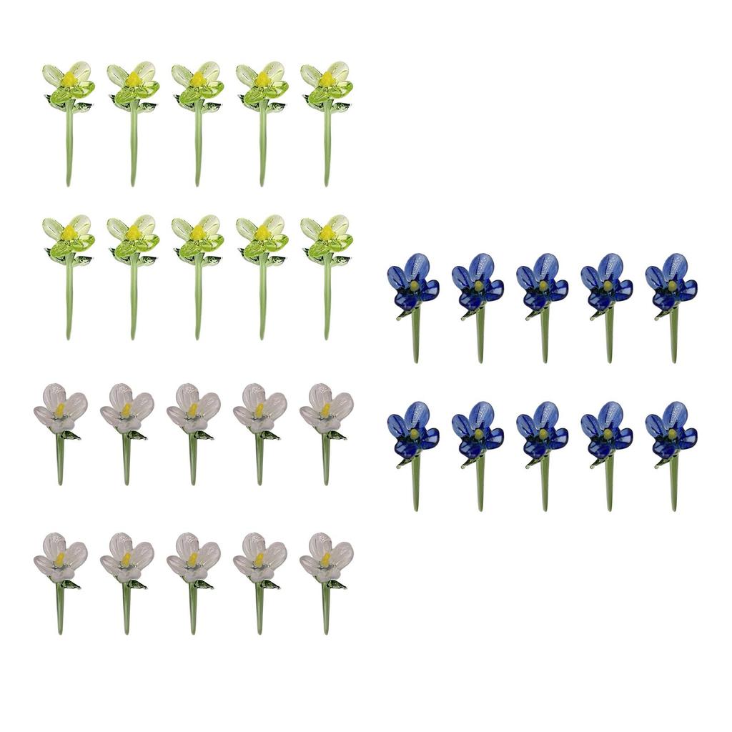 10 Mini Crystal Flower Ornaments, Collectible, Decorative, Gifts, Artificial