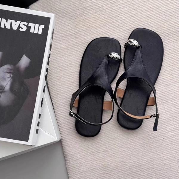 Fashion Real Leather Shoes Woman Flat Sandals Flip Flops Platform Summer Heels Open Toe Genuine Without Retro Corrective 2025 Girls