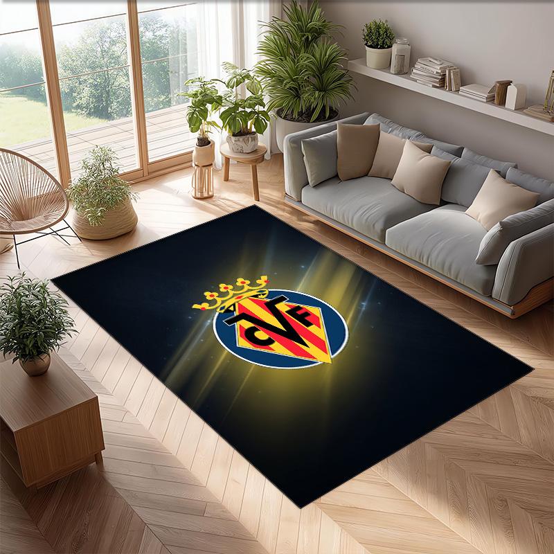Villarreal FC Soccer Football Pattern Soft Area Rug Non Slip Indoor Floor Carpet Sports Decor Mat for Bedroom