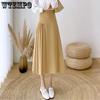 Simple Irregular Solid Drape Pleated Skirt Female Spring Temperament Commuter High Waist A Line Medium-length Suit Skirt