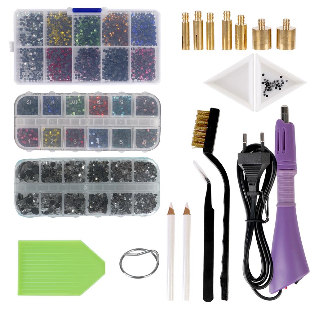 Crystal Glass Hotfix Rhinestone Applicator Hot Fix Rhinestones Set EU Plug Rhinestone Heat-fix Tool Gun DIY Decoration