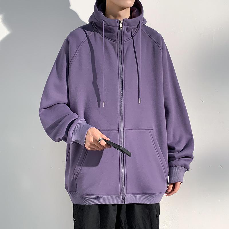 Осенний новый кардиган с капюшоном, толстовка с капюшоном, мужская, гонконгская, свободная, повседневная, однотонная, с открытыми плечами, спортивная, топ прилив