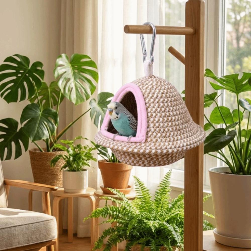 Windproof Bird Hanging Bed Thickened Bite Resistant Pet Habitat Pet Parrot Warm Sleep Bird Cage Nest Handmade Weave