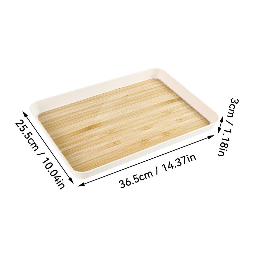 Wood Grain Storage Tray Multi-functional Rectangular Plastic Food Serving Tray Snack Dessert Tray Kitchen Living Room Tea Tray