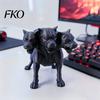 Fantasy Dog Figure 3D Printed Three-Headed Figurine, 3 Heads Black Sculpture, Red Eye Figurine Horror Mythical Animal Ornament for Home