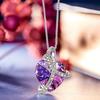 Bright Luster O-Chain Adjustable Women Necklace Geometry Heart Shape Shining Rhinestone Pendant Necklace Jewelry